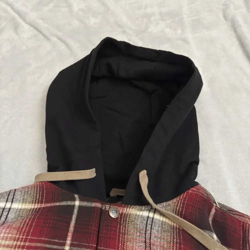 Legendary Whitetails Men’s XL Plaid Hooded Flannel Shirt Jacket Quilted‎ Lined
